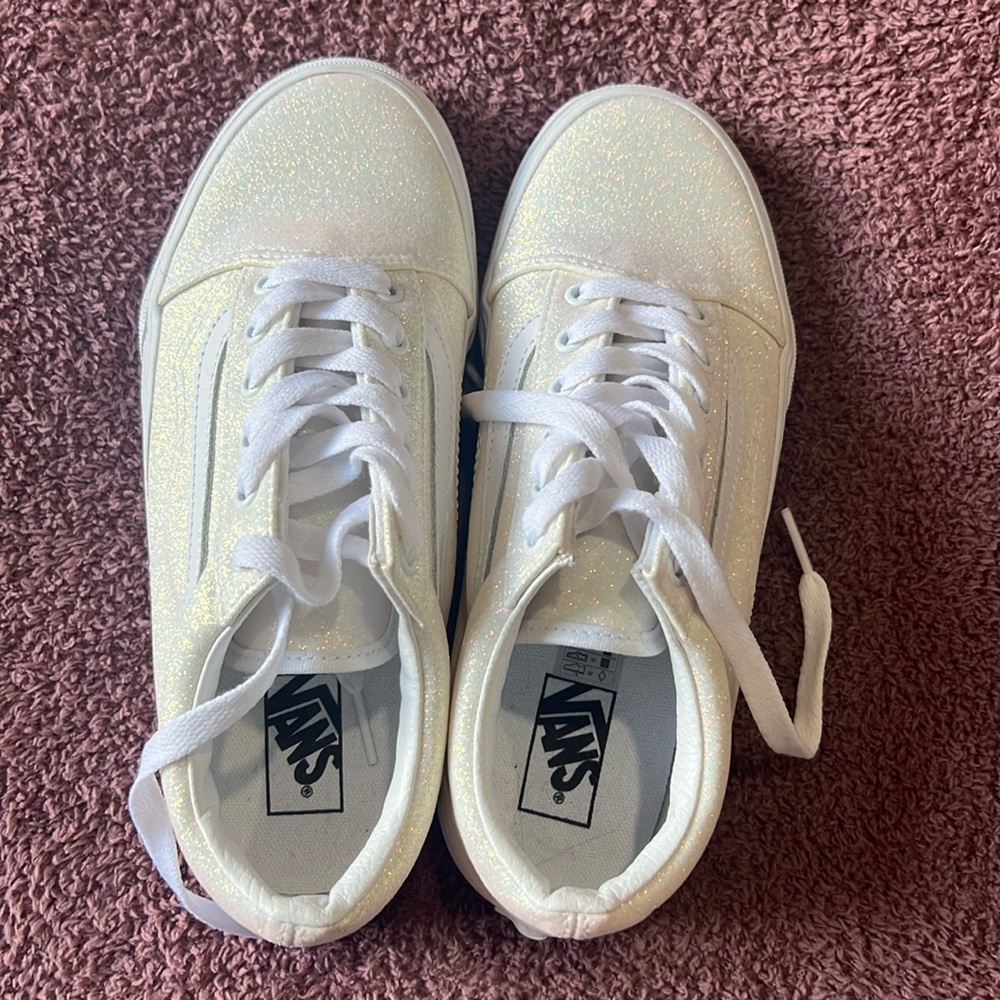 Vans glitter white tie up shoes